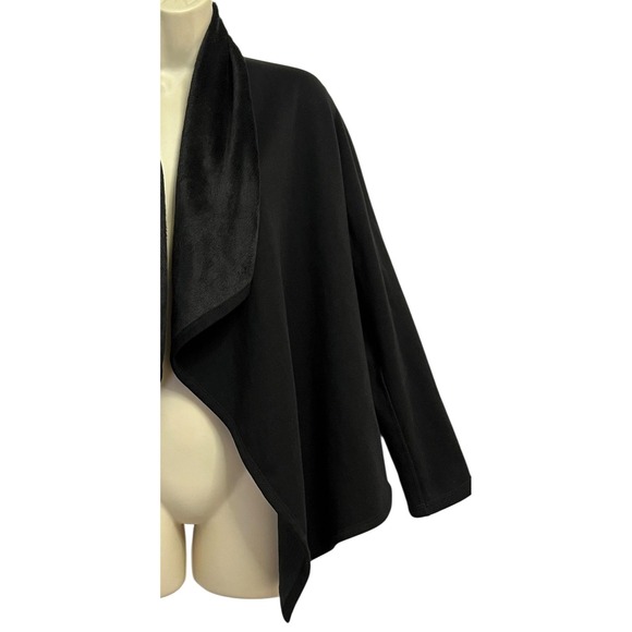 Zenergy By Chicos Jacket Womens Medium Black Open Front Shawl Collar Cardigan - Picture 6 of 9